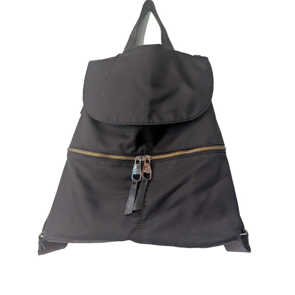 Steve Madden Black Nylon Faux leather Backpack Bag Lining In Stripes